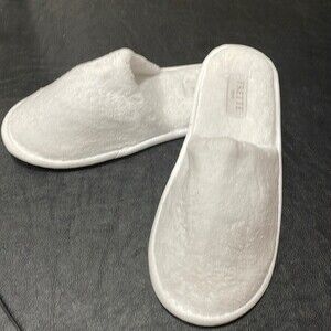 New! Frette 1860 White Plush Hotel Slippers ~ Palace Hotel San Francisco